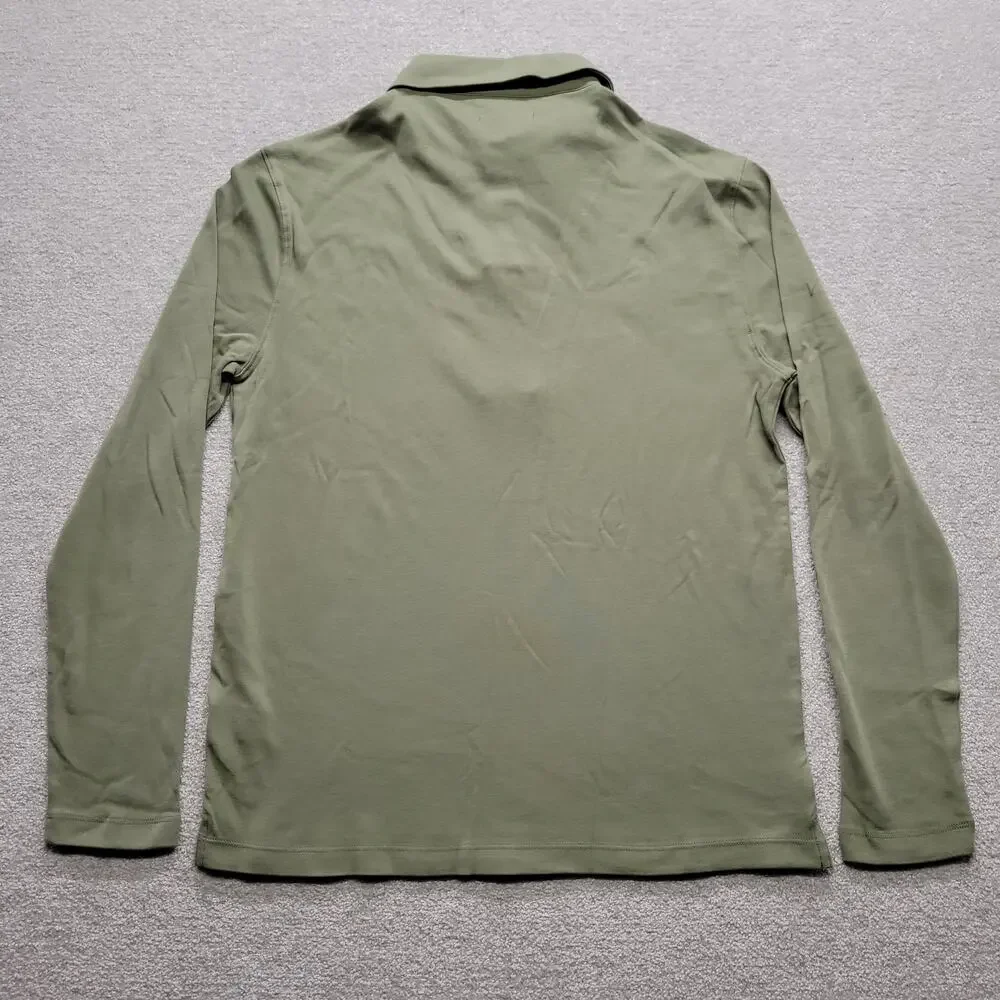 NWT Banana Republic Luxe Touch Polo Shirt Mens Medium Green Long Sleeve
